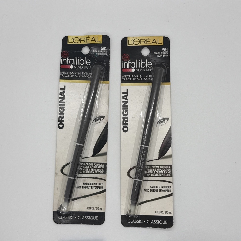 2x Pack L'Oreal Paris Infallible Mechanical Eyeliner, Black Brown 581, 0.008 oz